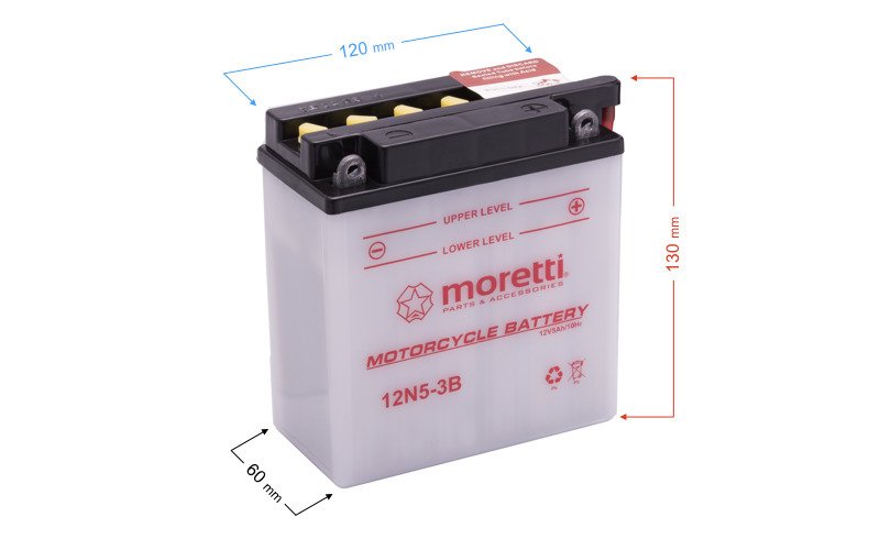 Akumulator kwasowo-ołowiowy 12N5-3B 5 Ah Moretti